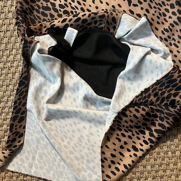 Good American Satin Leopard Print Slip Dress Midi Length Side Slit Sz 2 90s Y2K - Picture 4 of 10
